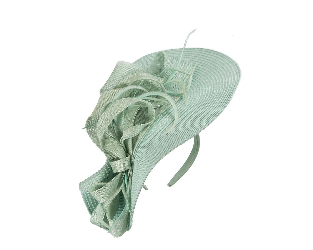 Bespoke light blue fascinator by Cupids Millinery Melbourne