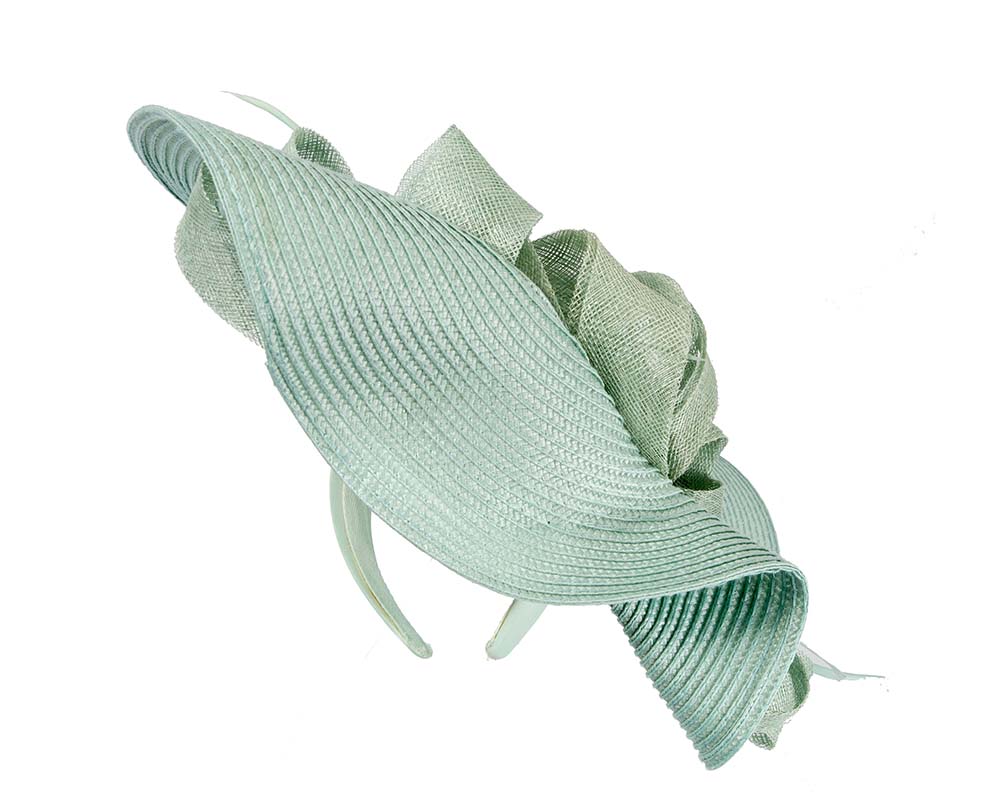 Bespoke light blue fascinator by Cupids Millinery Melbourne